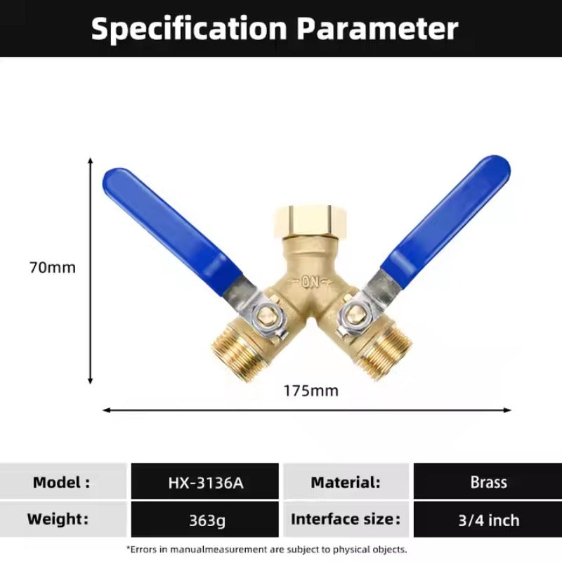 GeRain Extra Long Handle Hose Connector 3/4 Labor-Saving 2 Way Tap and Splitter Hose Connector Splitter for Garden
