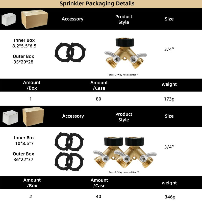 GeRain Heavy Duty Solid Brass Bent Handle Shutoff Splitter Garden Hose for Labor-Saving