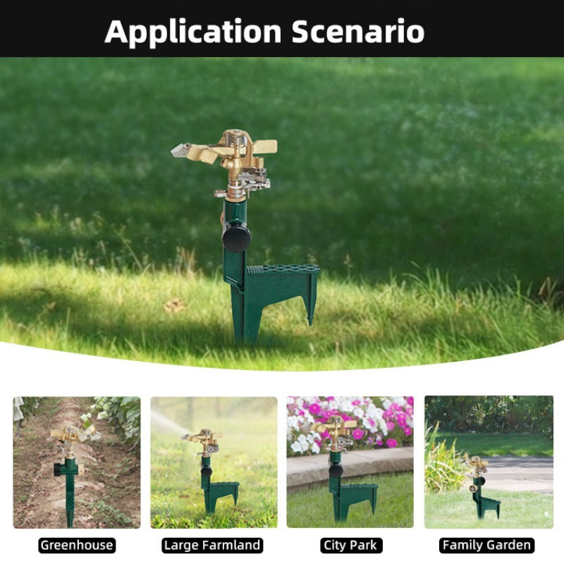 GeRain 1set Adjustable Pulsating Water Sprinkler Head on Step Spike for Lawn