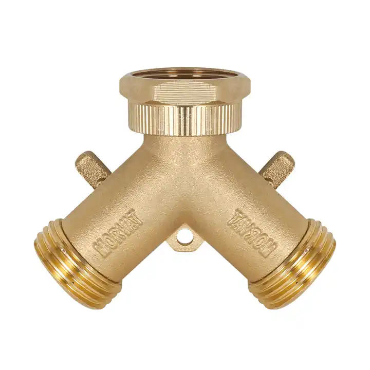 GeRain Garden Y Shaped Copper Brass Water Hose Connectors 2 Way Pipe Fitting