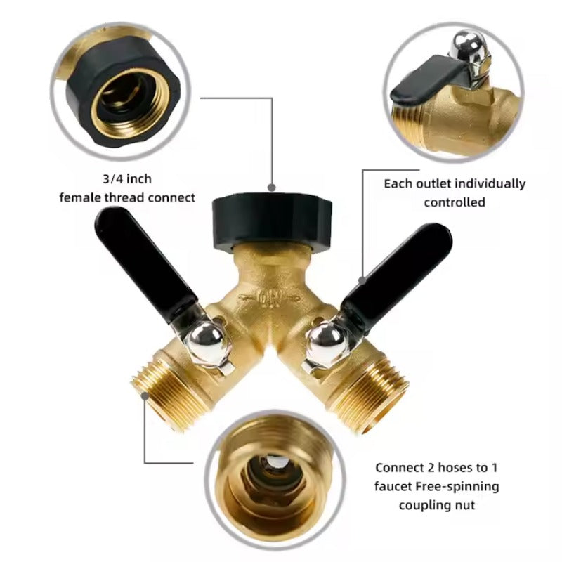 GeRain Extended Handle Garden Hose Connector Splitter Labor-Saving Water Splitter Splitter Valve for Garden