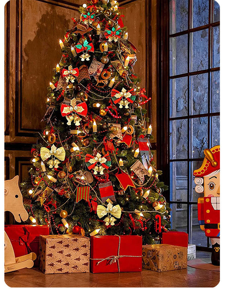 GerainMini Bow Christmas Tree Decoration Christmas Gift Box Dress Up Christmas DIY Accessories Bow Bell Ornaments