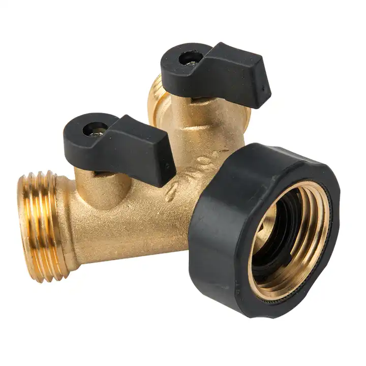 GeRain Hengxin 2 Way Garden Y Brass Water Pipe Hose Connector