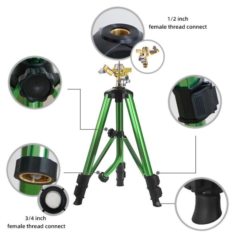 GerainFactory Sprinkler Weighted Impact Sprinkler on Tripod Base with Stakes