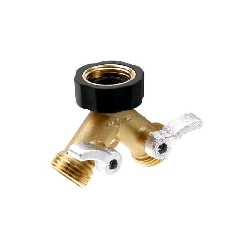 GeRain Heavy Duty Solid Brass Bent Handle Shutoff Splitter Garden Hose for Labor-Saving
