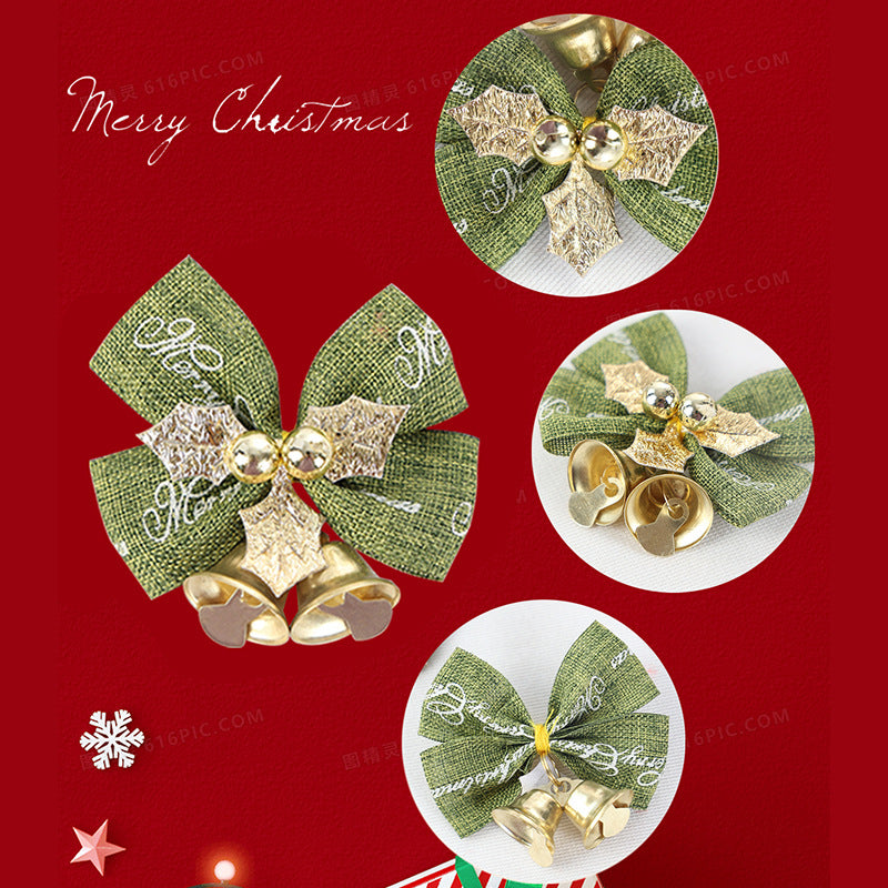 GerainMini Bow Christmas Tree Decoration Christmas Gift Box Dress Up Christmas DIY Accessories Bow Bell Ornaments