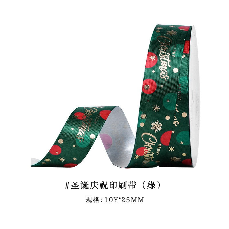 GerainChristmas Polyester Ribbon Diy Accessories Christmas Accessories Gift Box Packaging Christmas Ribbon Decoration Materials