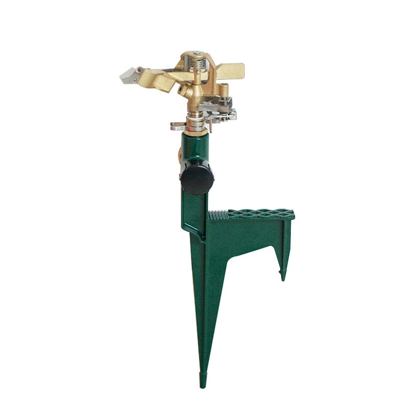 GeRain Brass 360 Rotating Sprinkler Green Aluminum Step Spike Base 1set for Lawn