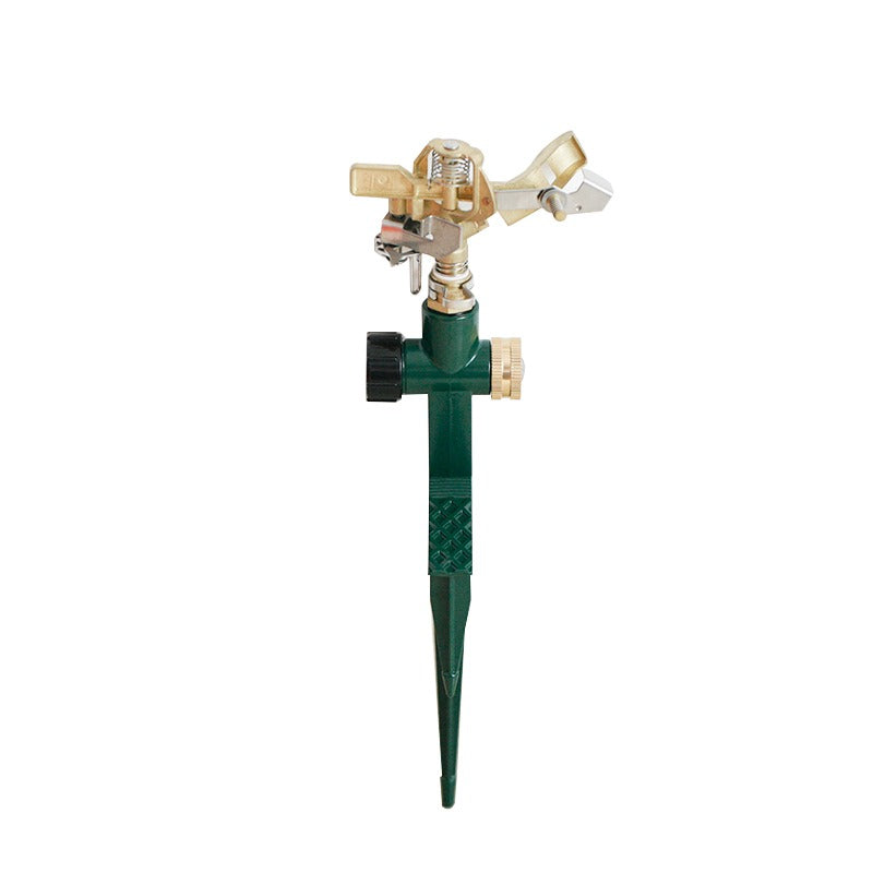 GeRain Brass 360 Rotating Sprinkler Green Aluminum Step Spike Base 1set for Lawn