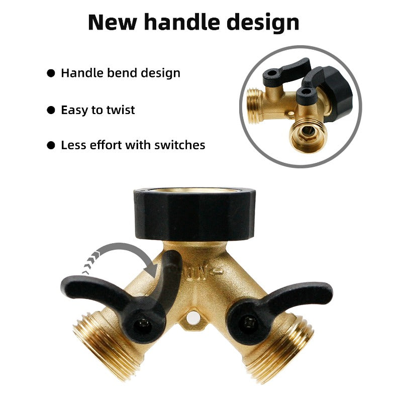 GeRain Heavy Duty Labor-Saving Bent Handle Splitter Valve Y Pipe Connector for Lawn