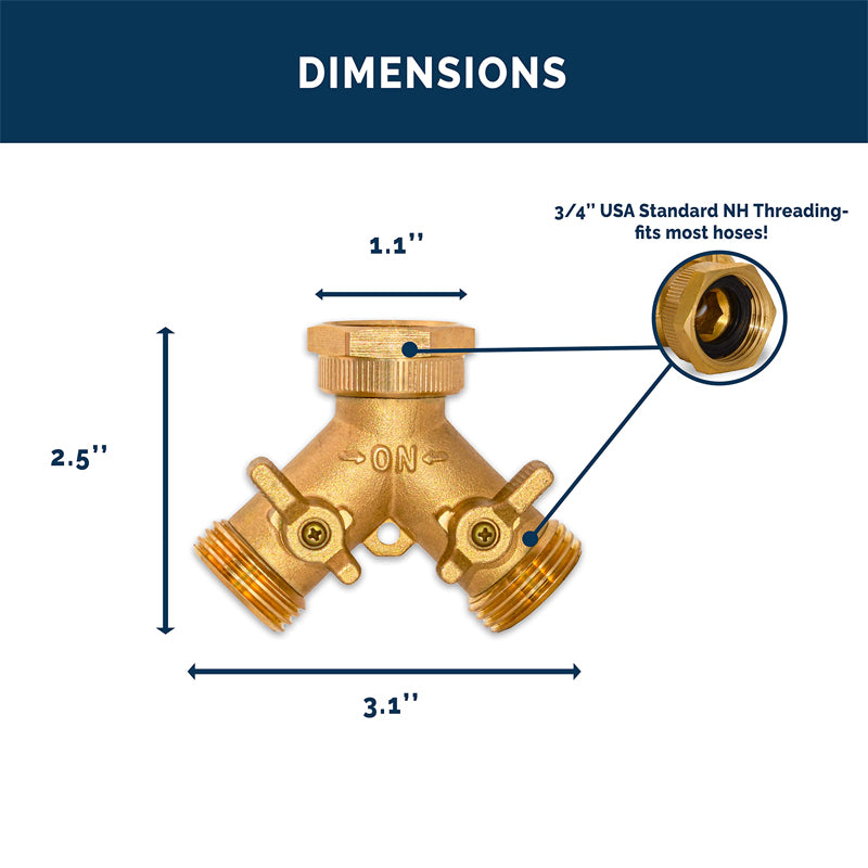 GerainGarden Two Way Y Brass Hose Connector