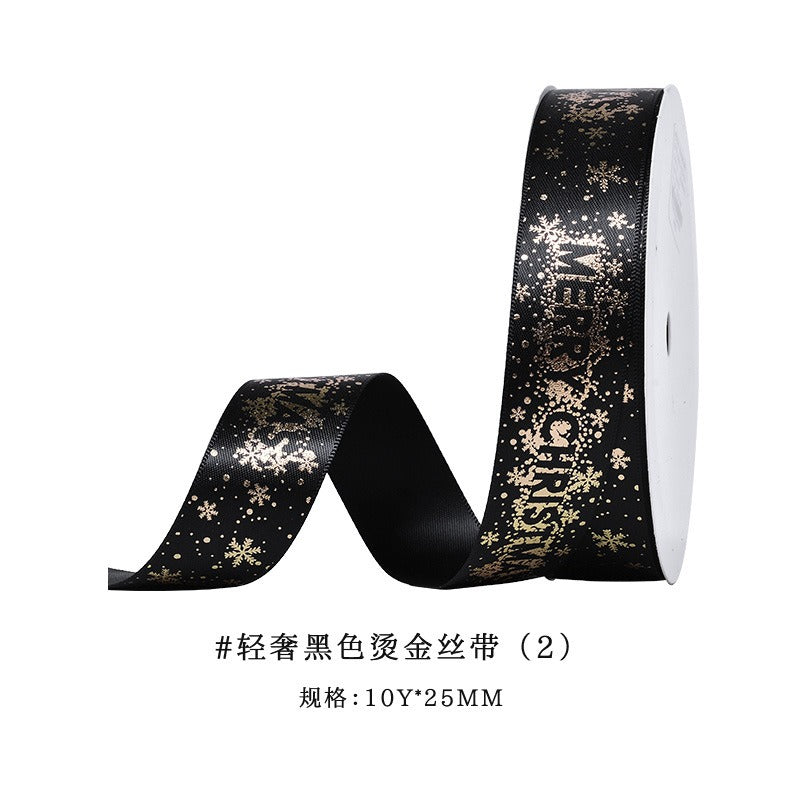 GerainChristmas Polyester Ribbon Diy Accessories Christmas Accessories Gift Box Packaging Christmas Ribbon Decoration Materials