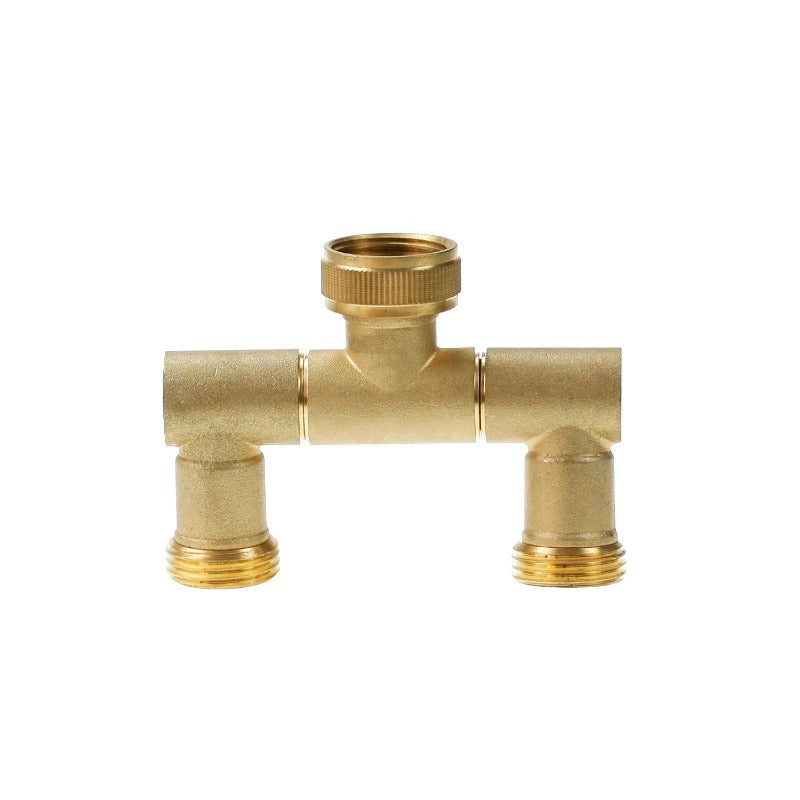 GeRain Fully Rotatable Heavy Duty Solid Brass 2 Way Splitter Shut Off Connector Pipe for Irrigation