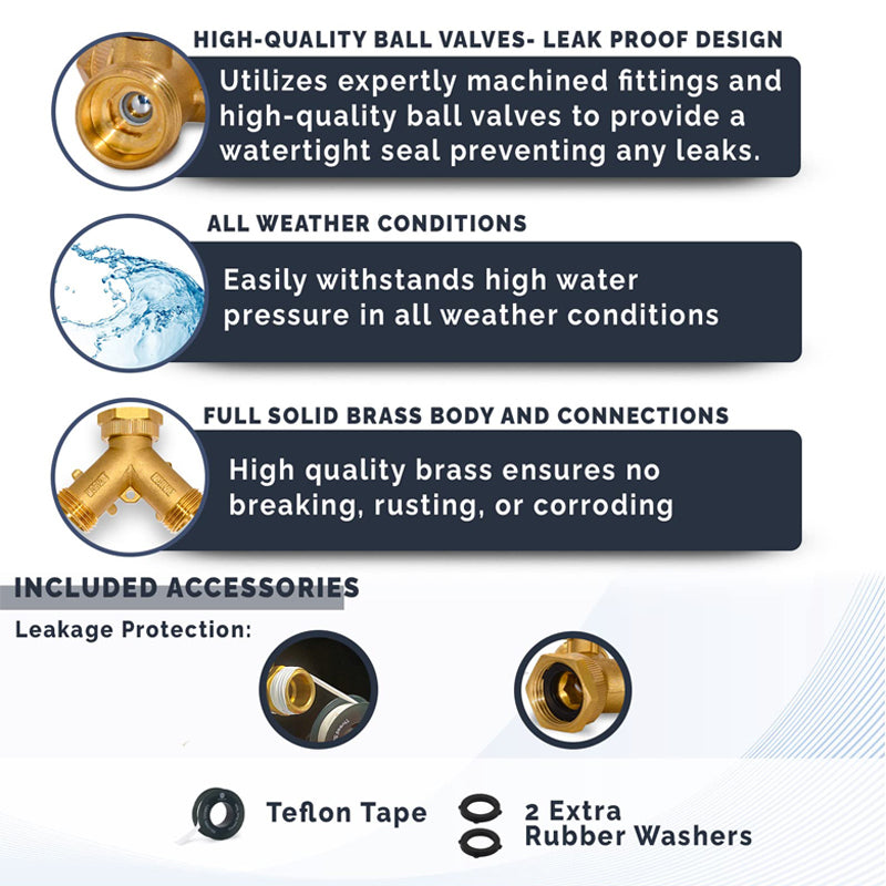 GerainGarden Two Way Y Brass Hose Connector