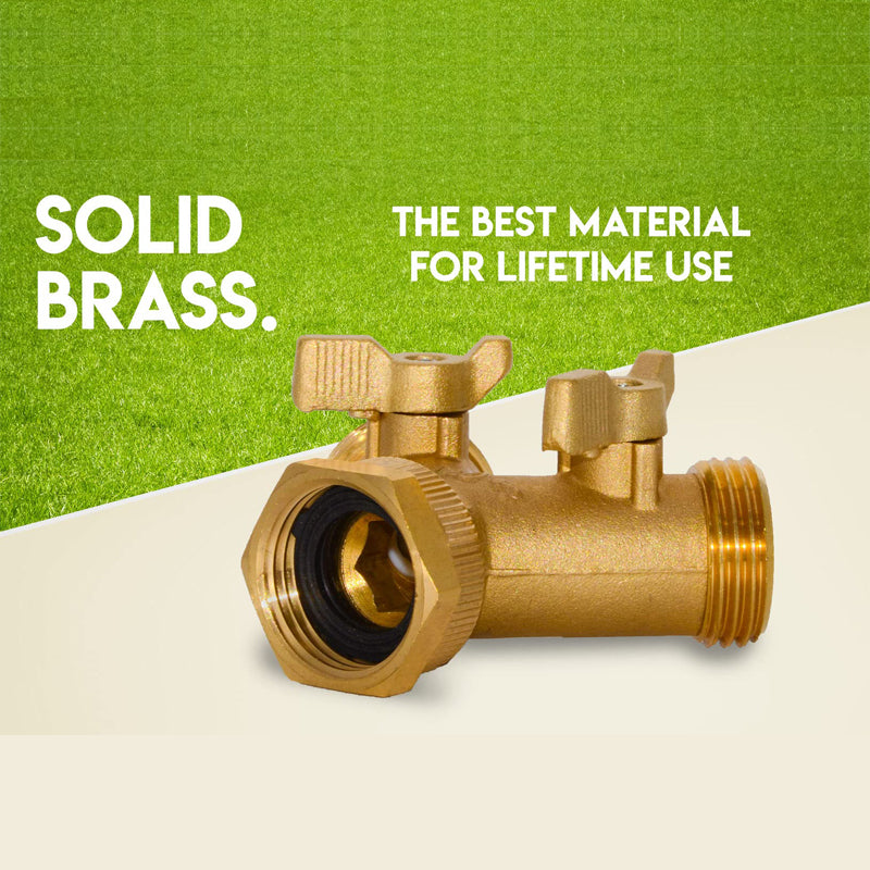 GerainGarden Two Way Y Brass Hose Connector