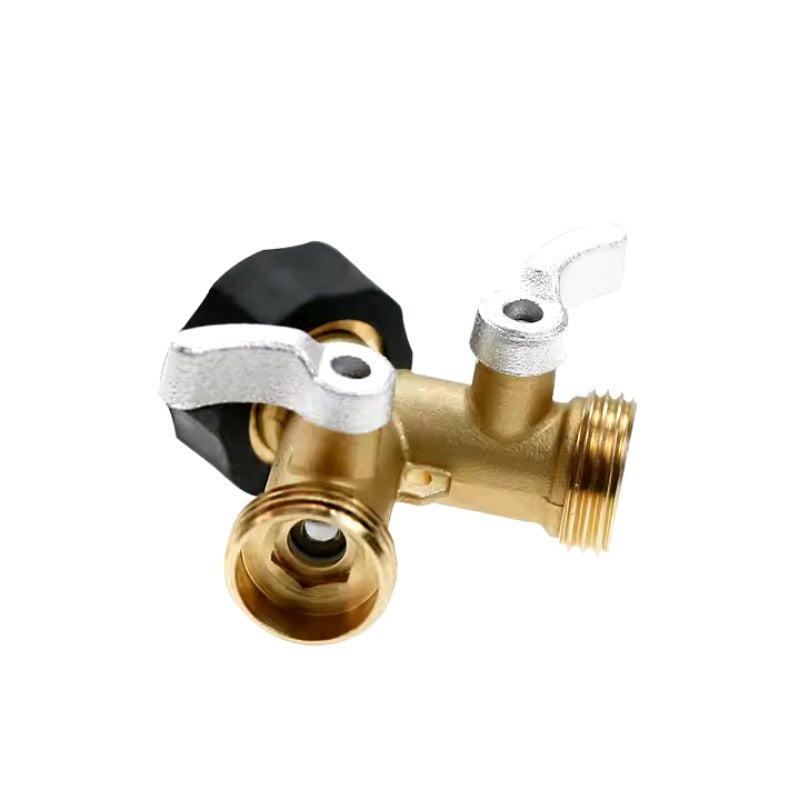 GeRain Heavy Duty Solid Brass Bent Handle Shutoff Splitter Garden Hose for Labor-Saving