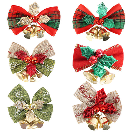 GerainMini Bow Christmas Tree Decoration Christmas Gift Box Dress Up Christmas DIY Accessories Bow Bell Ornaments