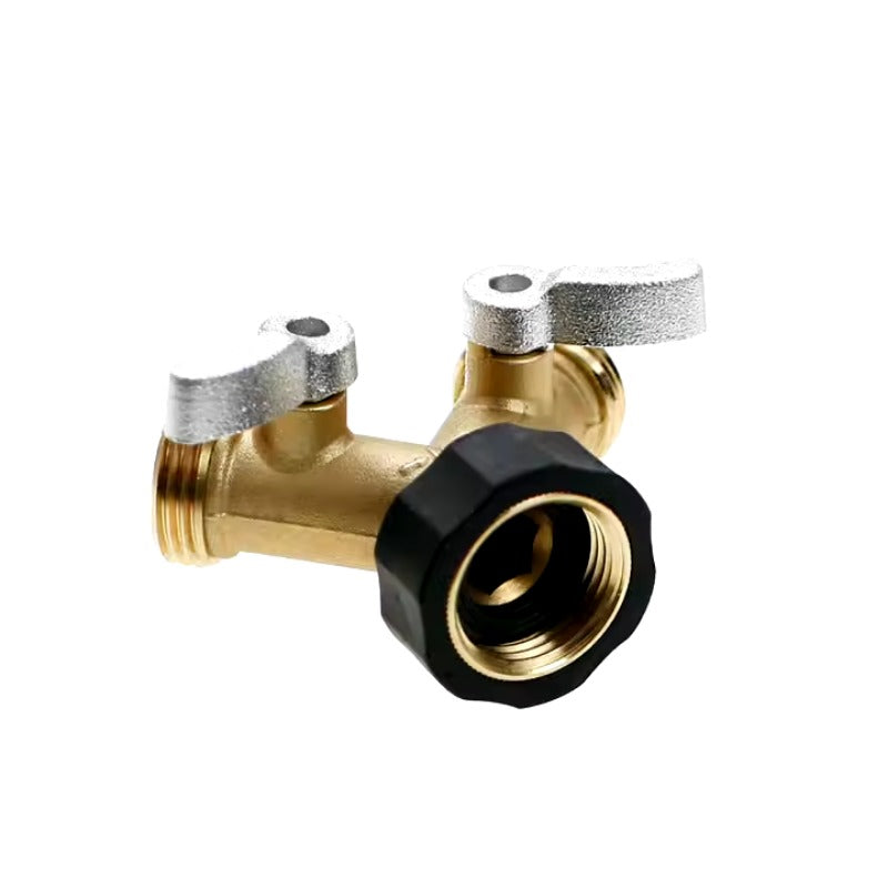GeRain Heavy Duty Solid Brass Bent Handle Shutoff Splitter Garden Hose for Labor-Saving