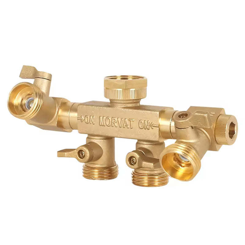 GeRain Garden 4 Way 3/4 Hose Connector Splitter with Two Rotating Branches Pipe Fitting