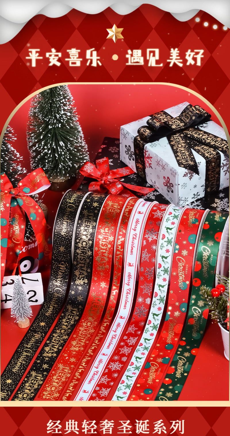 GerainChristmas Polyester Ribbon Diy Accessories Christmas Accessories Gift Box Packaging Christmas Ribbon Decoration Materials