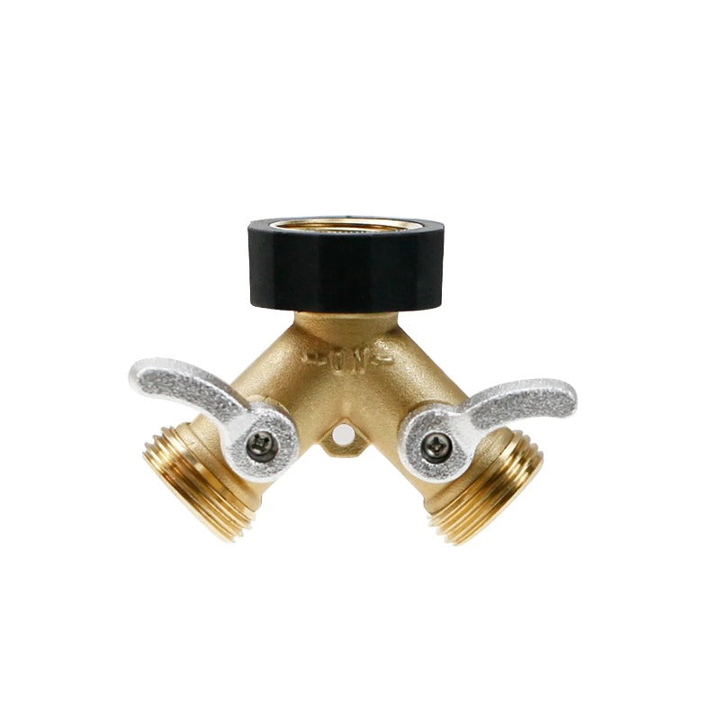 GeRain Heavy Duty Solid Brass Bent Handle Shutoff Splitter Garden Hose for Labor-Saving