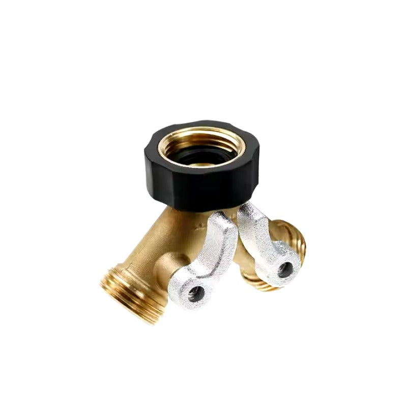 GeRain Heavy Duty Solid Brass Bent Handle Shutoff Splitter Garden Hose for Labor-Saving