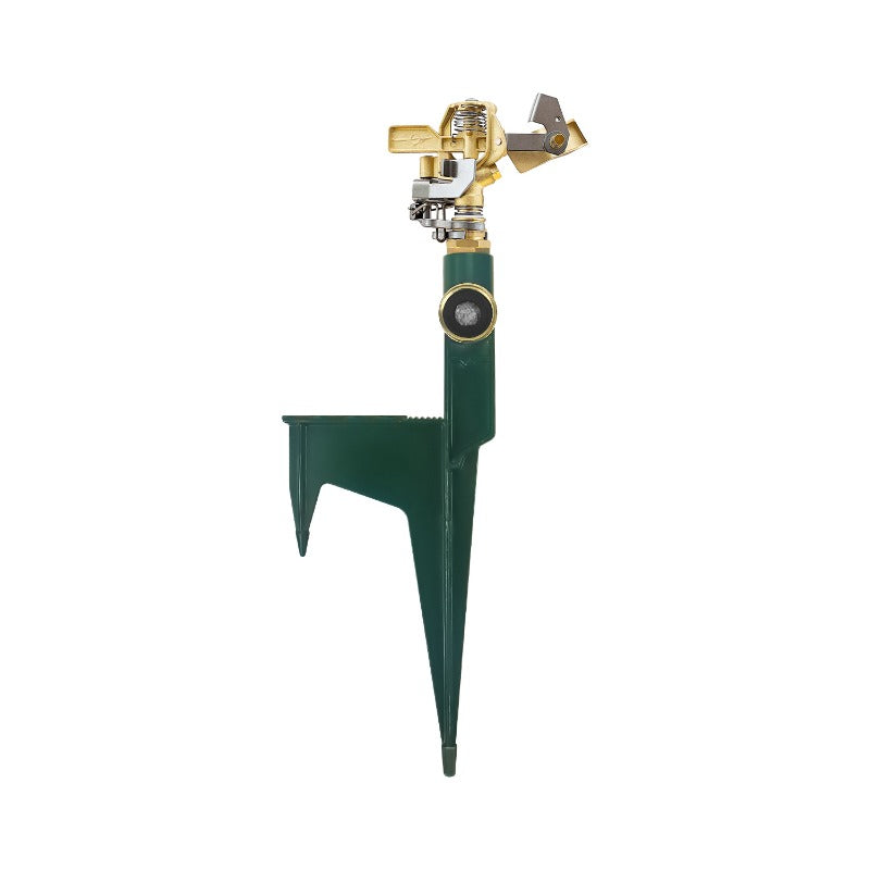 GeRain Brass 360 Rotating Sprinkler Green Aluminum Step Spike Base 1set for Lawn
