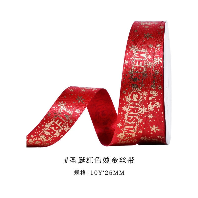 GerainChristmas Polyester Ribbon Diy Accessories Christmas Accessories Gift Box Packaging Christmas Ribbon Decoration Materials