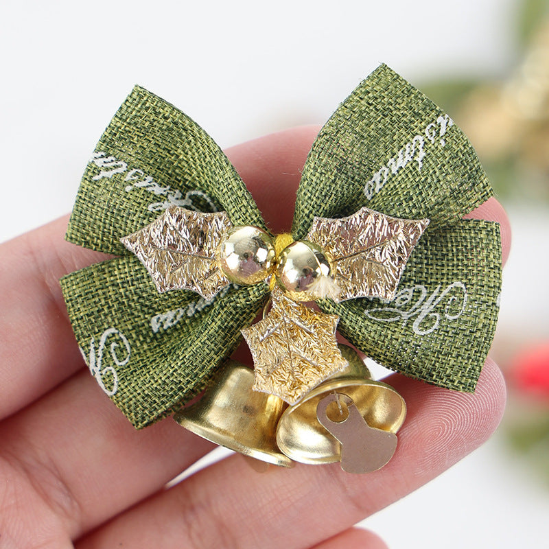 GerainMini Bow Christmas Tree Decoration Christmas Gift Box Dress Up Christmas DIY Accessories Bow Bell Ornaments