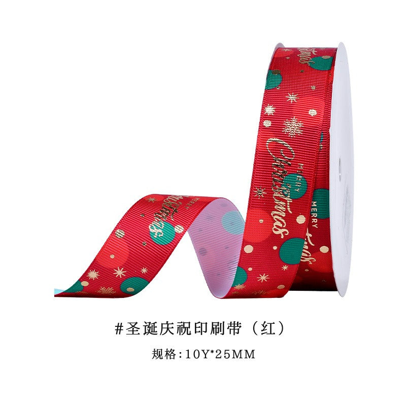 GerainChristmas Polyester Ribbon Diy Accessories Christmas Accessories Gift Box Packaging Christmas Ribbon Decoration Materials