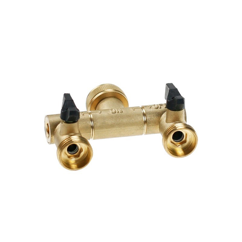 GeRain Fully Rotatable Heavy Duty Solid Brass 2 Way Splitter Shut Off Connector Pipe for Irrigation