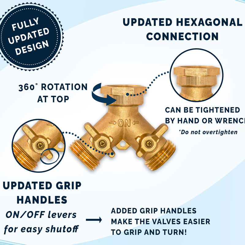 GerainGarden Two Way Y Brass Hose Connector