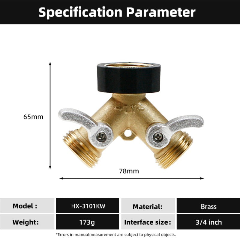 GeRain Heavy Duty Solid Brass Bent Handle Shutoff Splitter Garden Hose for Labor-Saving