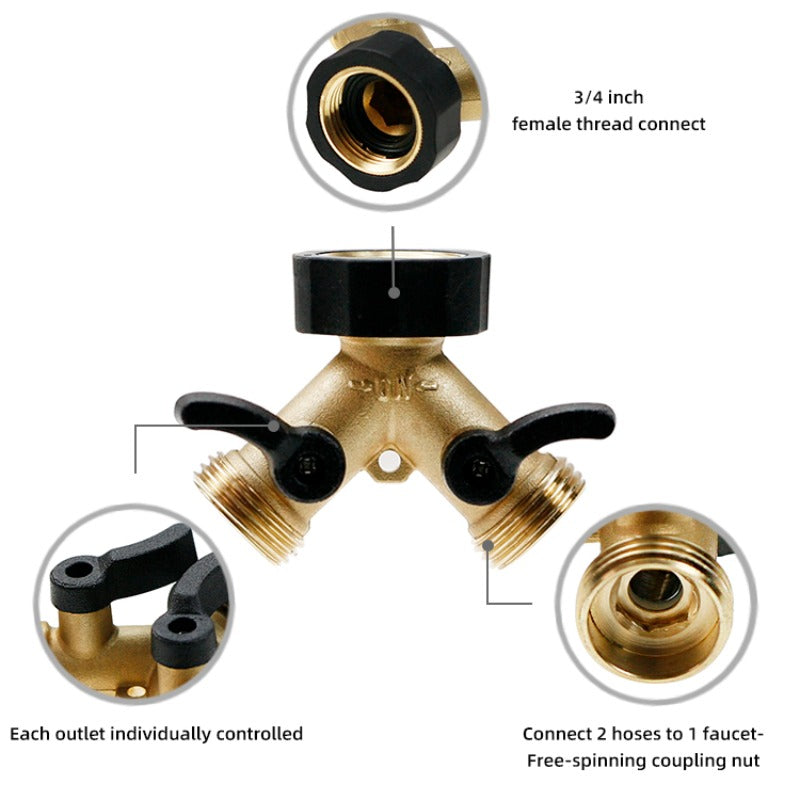GeRain Heavy Duty Labor-Saving Bent Handle Splitter Valve Y Pipe Connector for Lawn