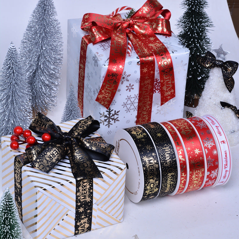GerainChristmas Polyester Ribbon Diy Accessories Christmas Accessories Gift Box Packaging Christmas Ribbon Decoration Materials