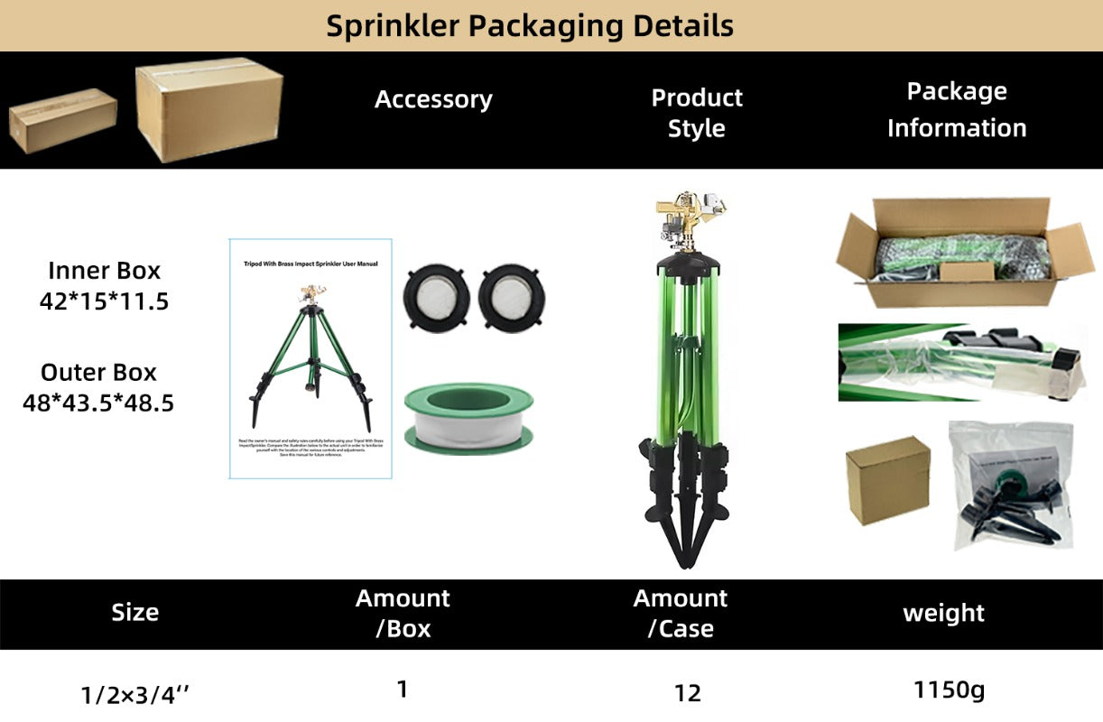 GeRain Hot Sell Green Aluminum Tripod Impact Sprinkler Water Garden for Lawn